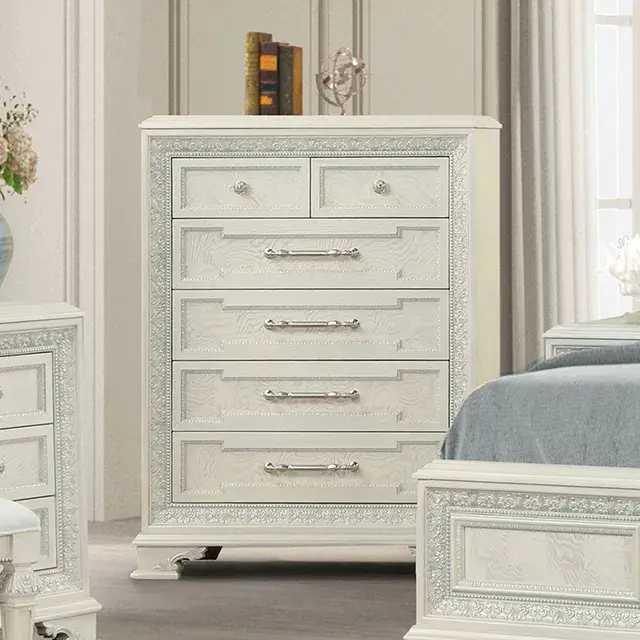 Traditional Creamy White Nightstand — Nightstand, view 9