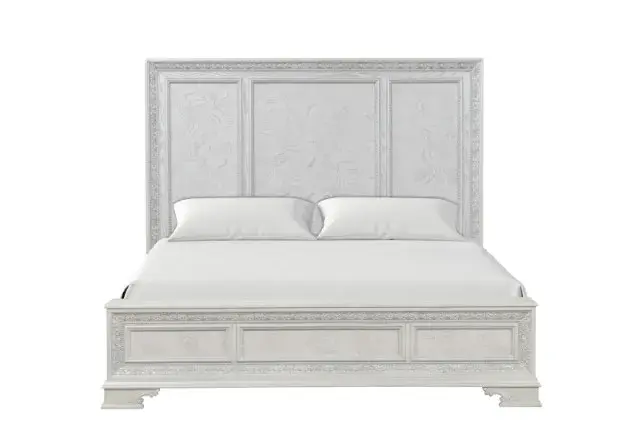Traditional Creamy White Queen Bedroom Set — Bed Frame, view 6
