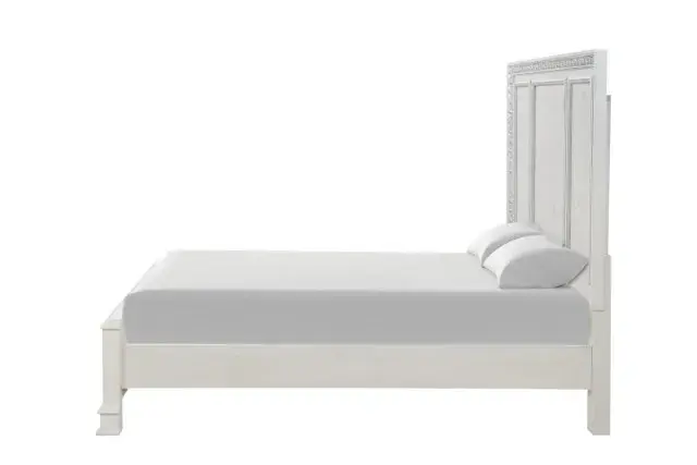 Traditional Creamy White Queen Bedroom Set — Bed Frame, view 7