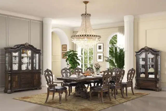 Traditional Dark Brown Dining Set — Dining Table, main view