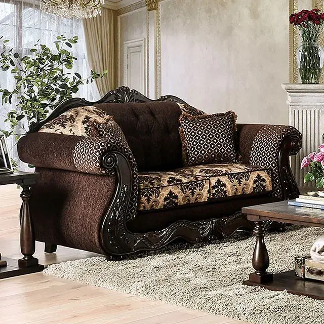 Traditional Dark Brown Sofa — Sofa, view 3
