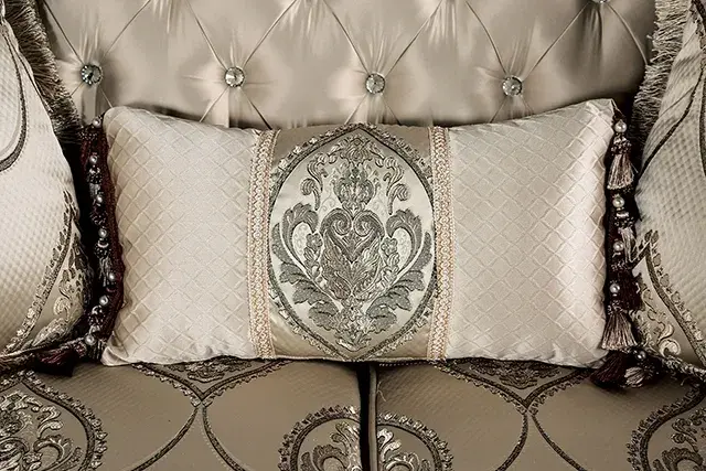 Traditional Dark Cherry/Beige Loveseat — Sofa, view 5