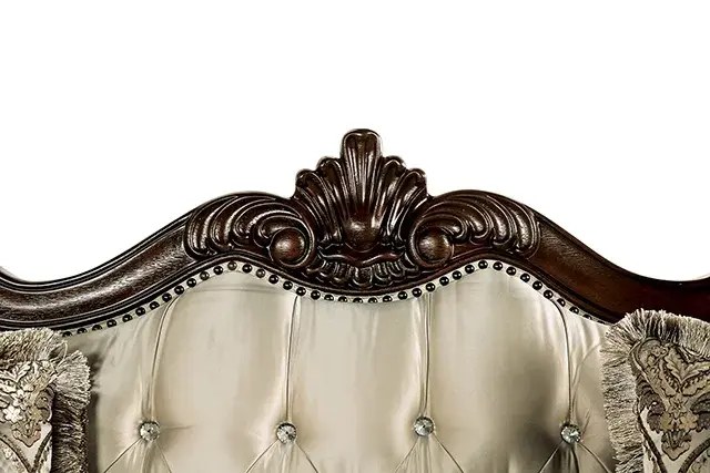 Traditional Dark Cherry/Beige Loveseat — Sofa, view 6