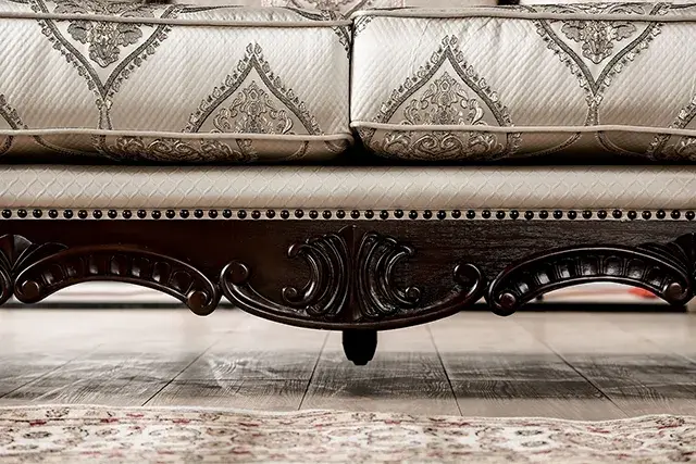 Traditional Dark Cherry/Beige Loveseat — Sofa, view 8