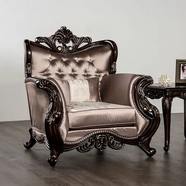 Traditional Dark Cherry/Brown Accent Chair — Lounge Chair, view 4