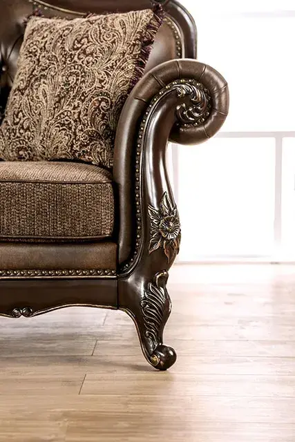 Traditional Dark Cherry/Brown Loveseat (Ensenada) — Sofa, view 10