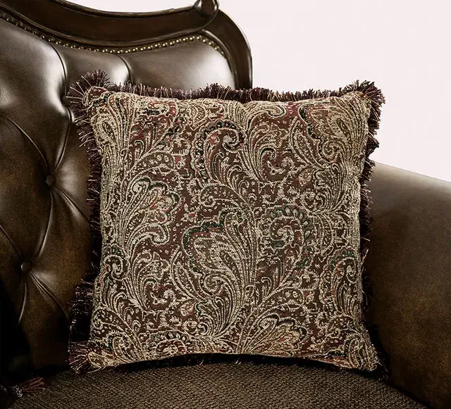 Traditional Dark Cherry/Brown Loveseat (Ensenada) — Sofa, view 3