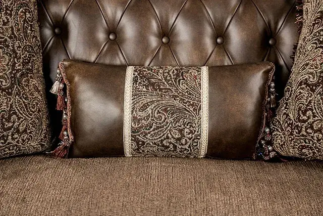 Traditional Dark Cherry/Brown Loveseat (Ensenada) — Sofa, view 6