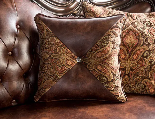 Traditional Dark Cherry/Brown Loveseat (Palencia) — Sofa, view 4