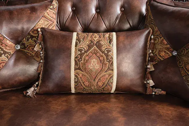 Traditional Dark Cherry/Brown Loveseat (Palencia) — Sofa, view 5