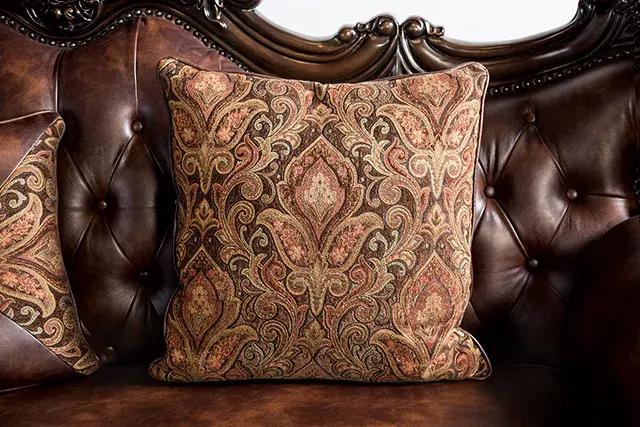 Traditional Dark Cherry/Brown Loveseat (Palencia) — Sofa, view 6