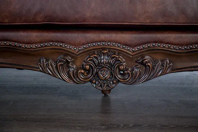 Traditional Dark Cherry/Brown Loveseat (Palencia) — Sofa, view 7