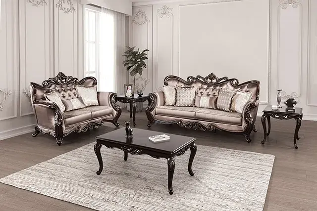 Traditional Dark Cherry/Brown Sofa — Sofa, view 7