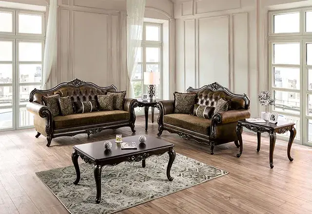 Traditional Dark Cherry/Brown Sofa (Ensenada) — Sofa, main view