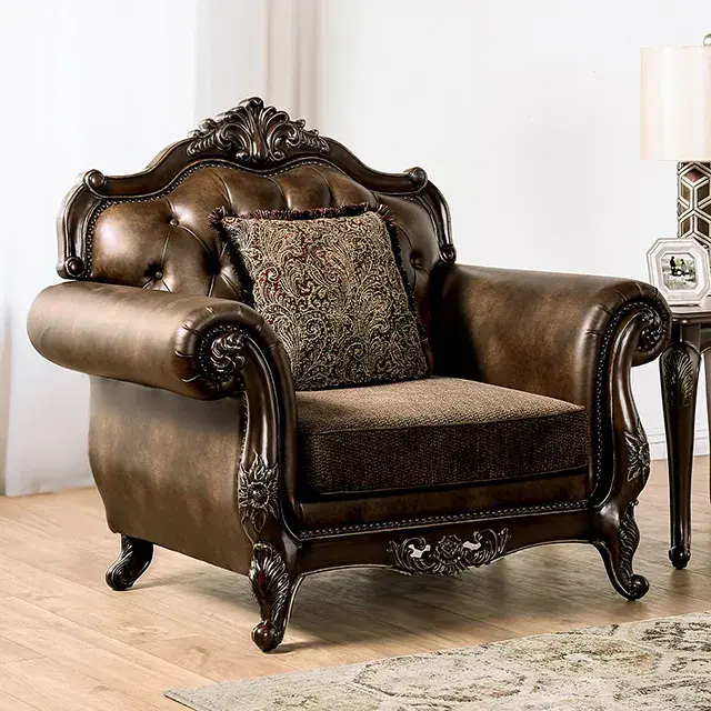 Traditional Dark Cherry/Brown Sofa (Ensenada) — Sofa, view 12