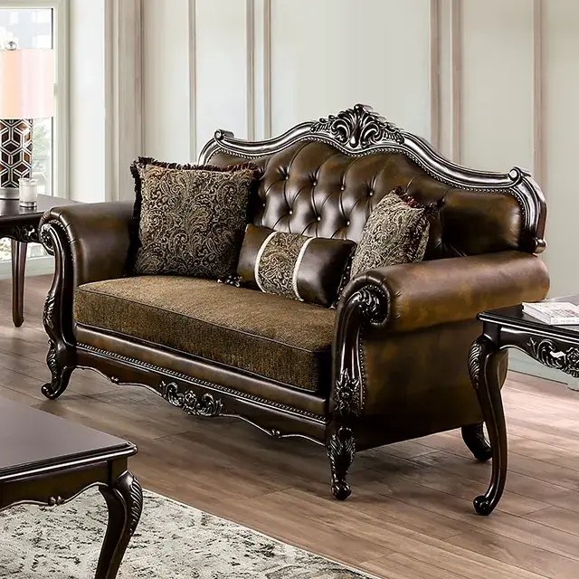 Traditional Dark Cherry/Brown Sofa (Ensenada) — Sofa, view 2