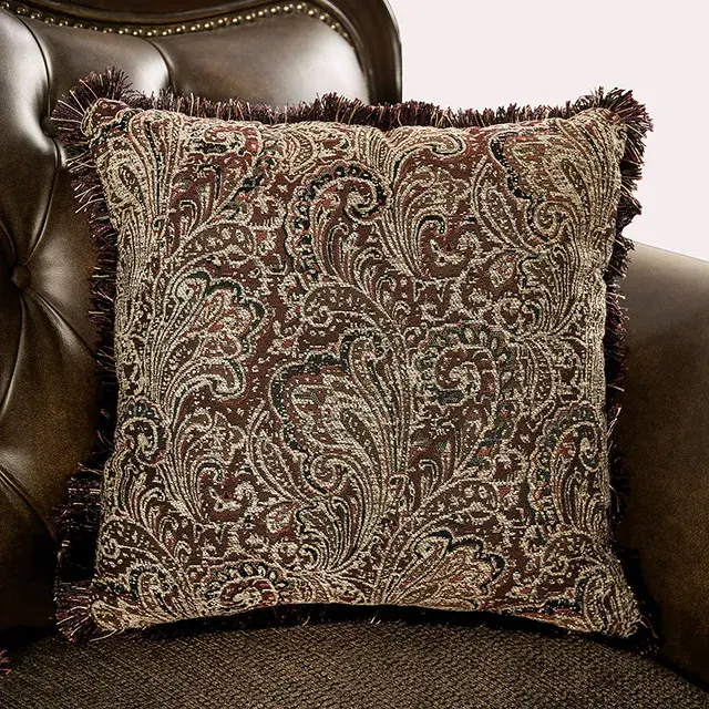 Traditional Dark Cherry/Brown Sofa (Ensenada) — Sofa, view 4