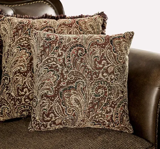 Traditional Dark Cherry/Brown Sofa (Ensenada) — Sofa, view 5