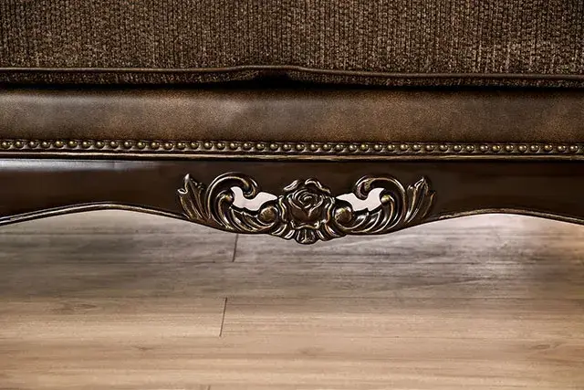 Traditional Dark Cherry/Brown Sofa (Ensenada) — Sofa, view 9