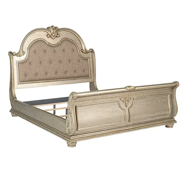 Traditional Gold Champagne Bedroom Set — Bed Frame, view 3