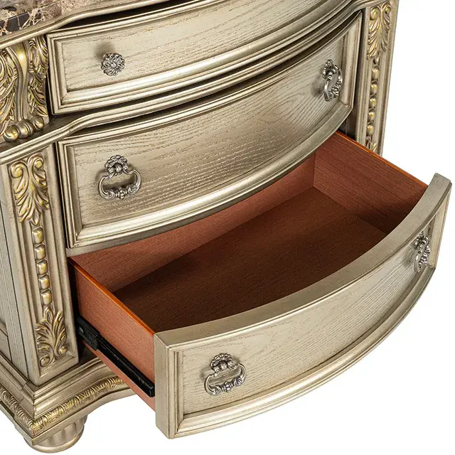 Traditional Gold Champagne Nightstand — Nightstand, view 11