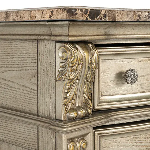 Traditional Gold Champagne Nightstand — Nightstand, view 12