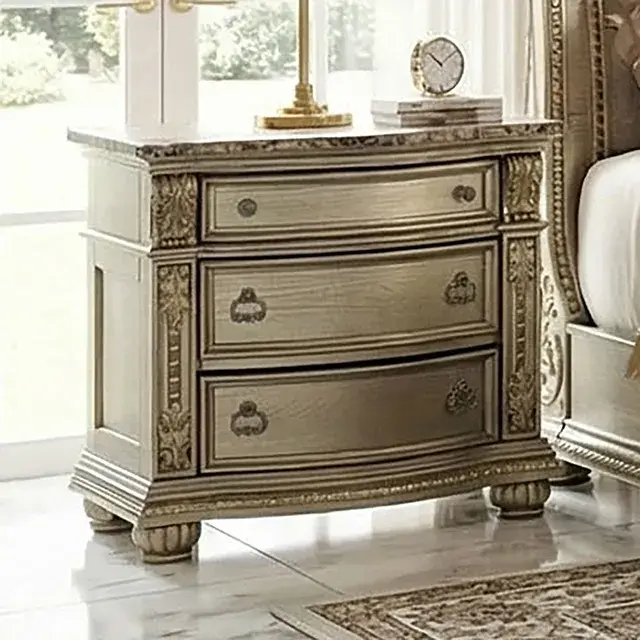 Traditional Gold Champagne Nightstand — Nightstand, view 5