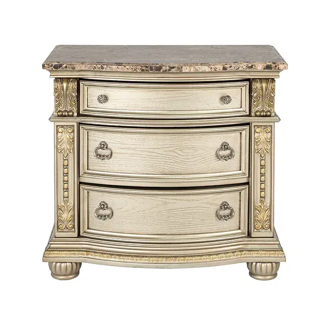 Traditional Gold Champagne Nightstand — Nightstand, view 7