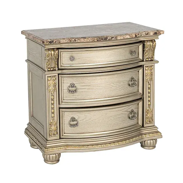 Traditional Gold Champagne Nightstand — Nightstand, view 8