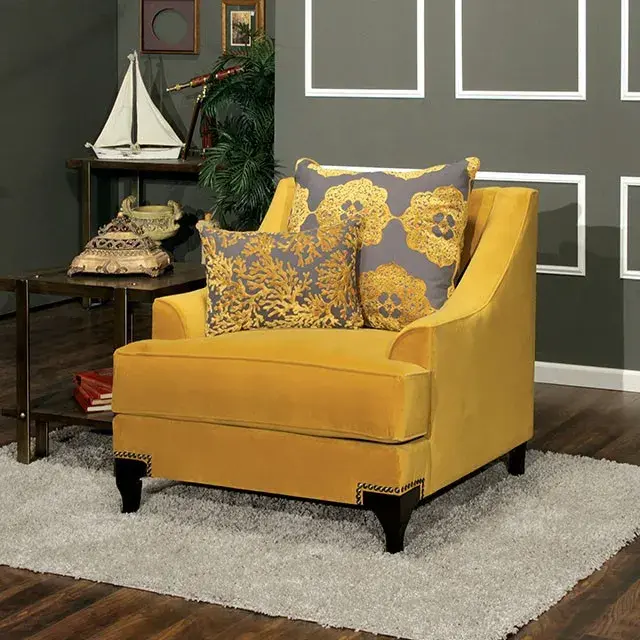 Traditional Gold, Gray Loveseat — Sofa, main view