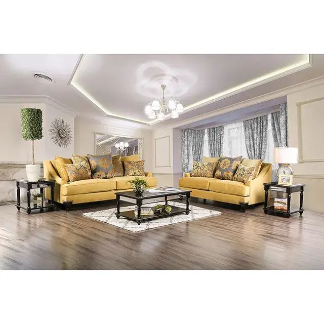 Traditional Gold, Gray Loveseat — Sofa, view 2