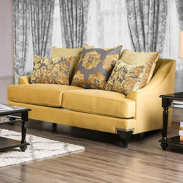 Traditional Gold, Gray Loveseat — Sofa, view 3