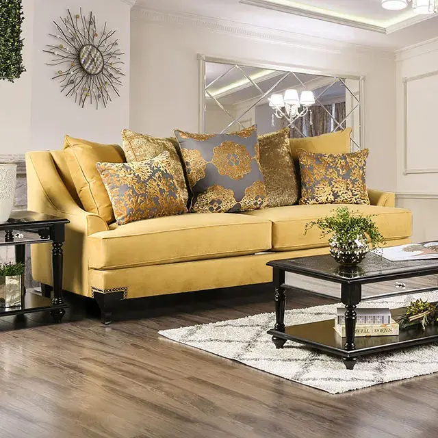 Traditional Gold, Gray Loveseat — Sofa, view 4