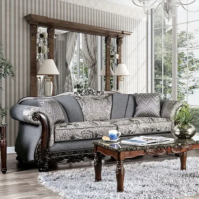 Traditional Gray Loveseat — Sofa, view 3