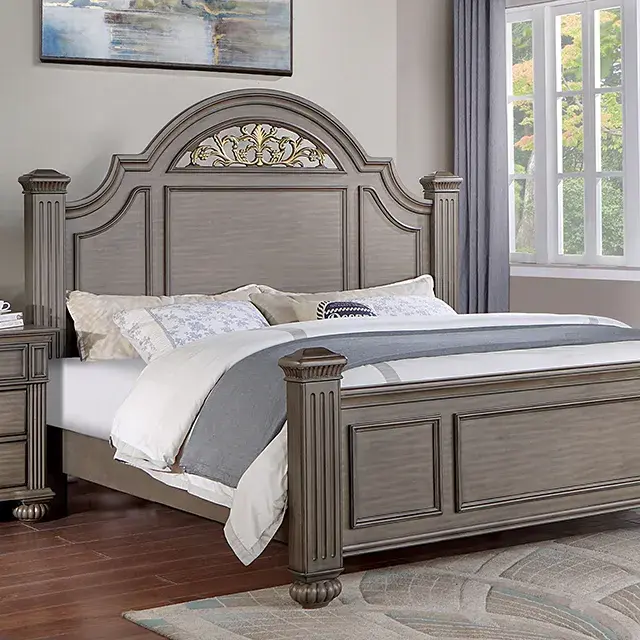 Traditional Gray Nightstand — Nightstand, main view