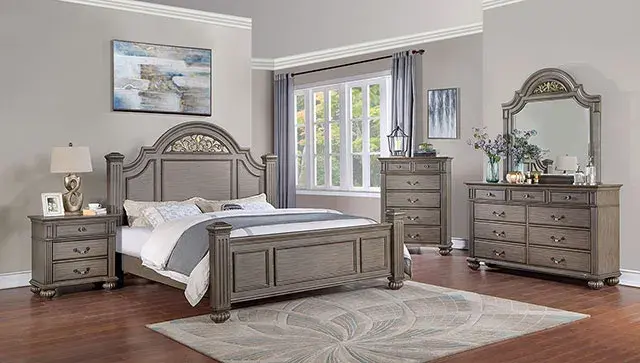 Traditional Gray Nightstand — Nightstand, view 3