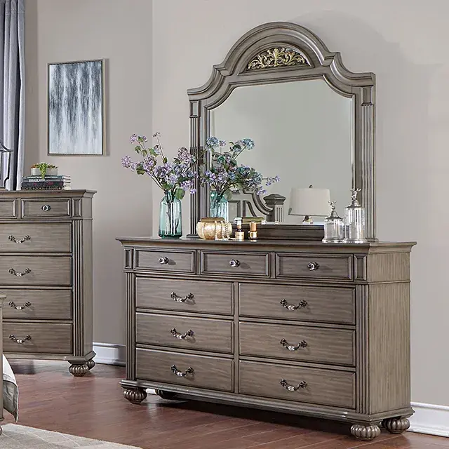 Traditional Gray Nightstand — Nightstand, view 4
