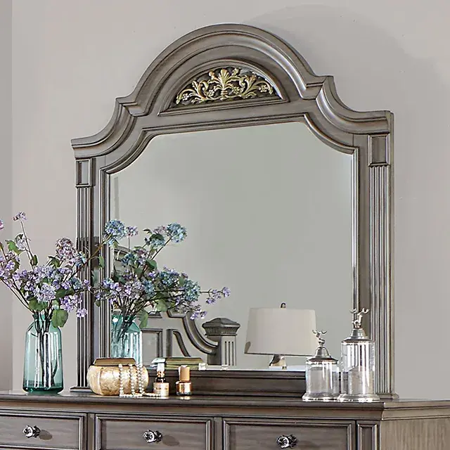 Traditional Gray Nightstand — Nightstand, view 5