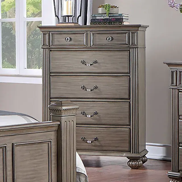 Traditional Gray Nightstand — Nightstand, view 6