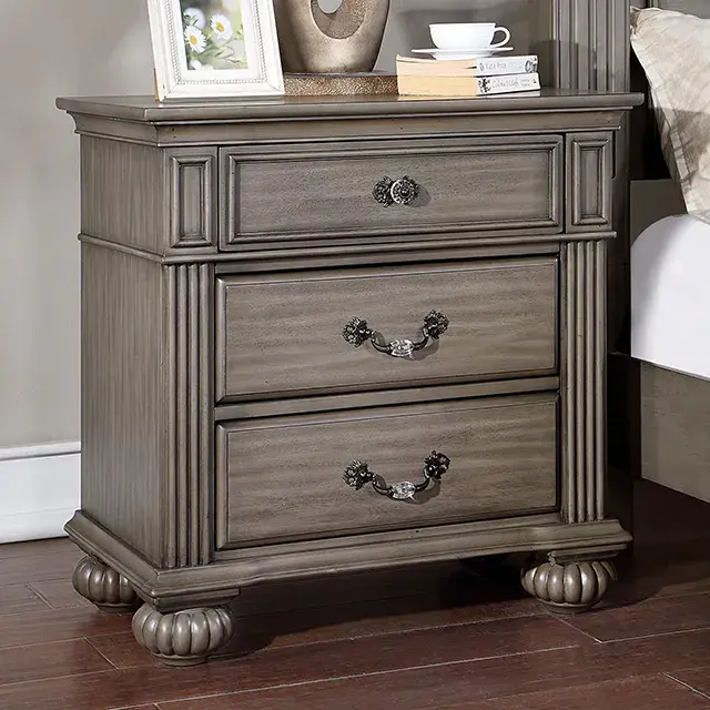 Traditional Gray Nightstand — Nightstand, view 7