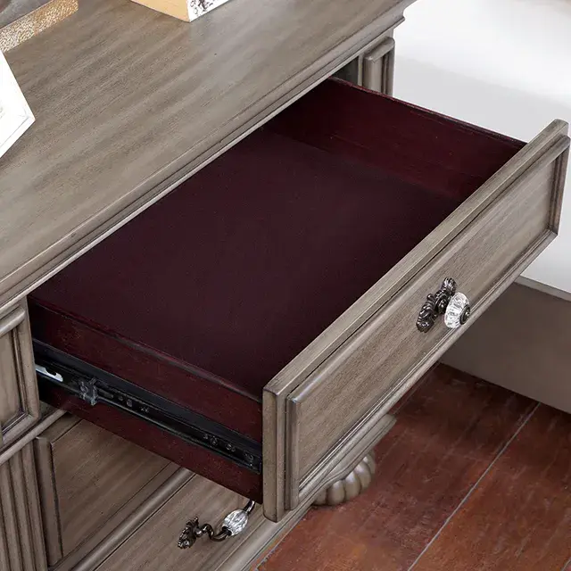 Traditional Gray Nightstand — Nightstand, view 8