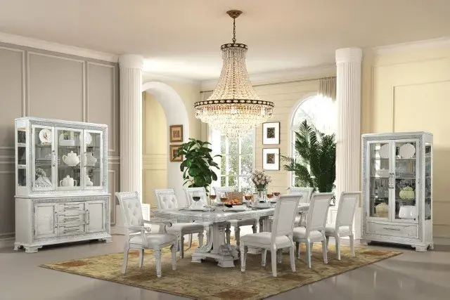 Traditional Ivory Dining Set — Dining Table, view 3