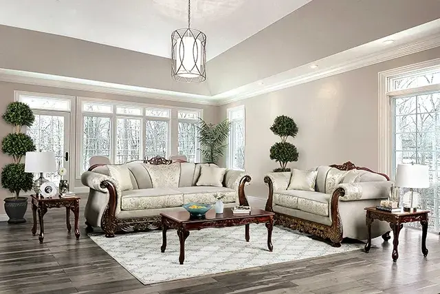 Traditional Ivory Loveseat — Sofa, main view