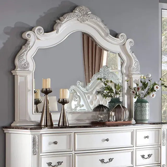 Traditional Pearl White Nightstand — Nightstand, view 3