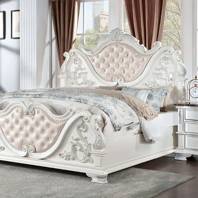 Traditional Pearl White Nightstand — Nightstand, view 4
