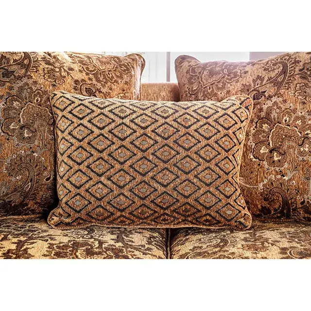 Traditional Tan, Gold Loveseat — Sofa, view 6