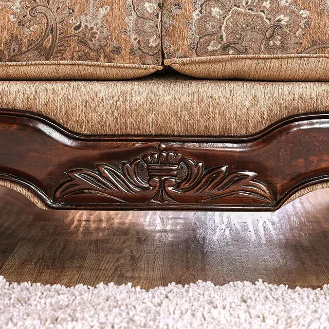 Traditional Tan, Gold Loveseat — Sofa, view 7