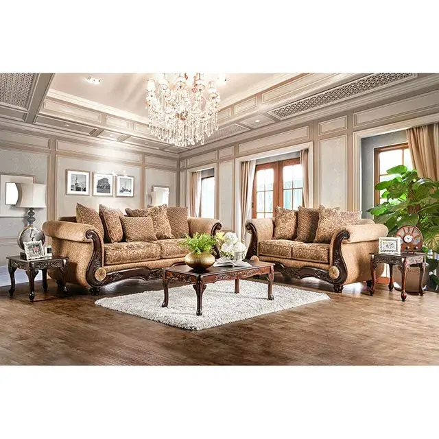 Traditional Tan, Gold Sofa — Sofa, main view