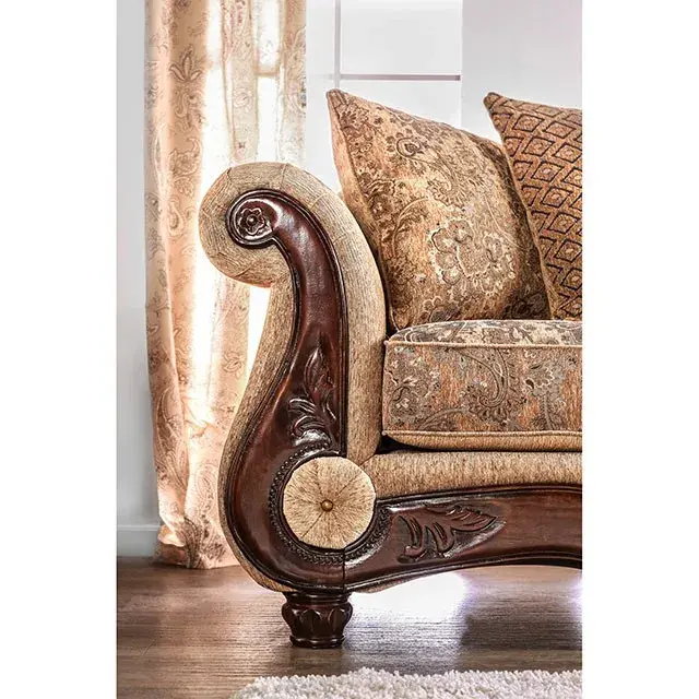 Traditional Tan, Gold Sofa — Sofa, view 4