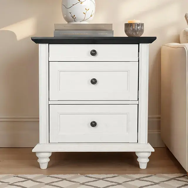 Traditional White/Black Nightstand — Nightstand, main view
